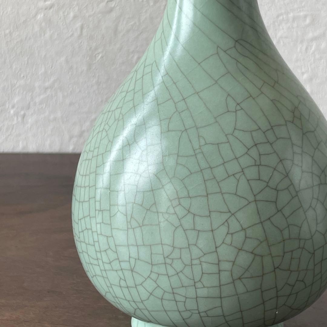 中島ブルーの傑作　人間国宝　中島宏　青磁　花入　共箱　花器　花瓶　壷　青瓷