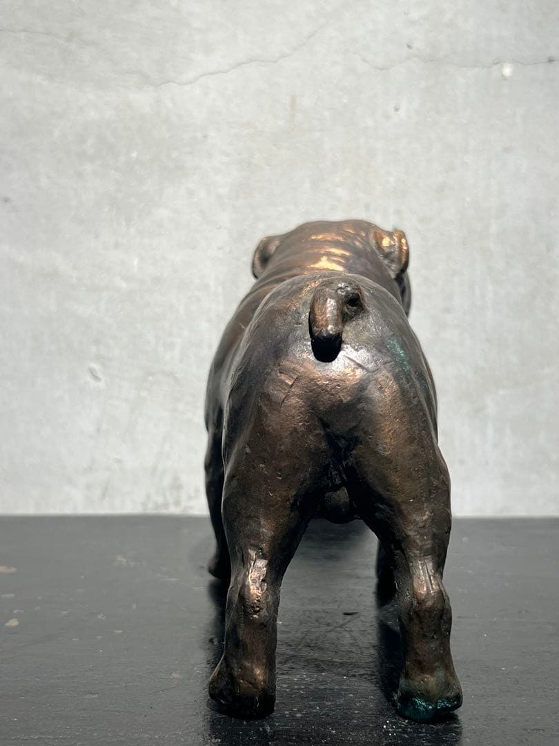 ヴィンテージ ブルドッグ ブロンズオブジェ 】パグ・フレブル・ブル・銅像彫刻