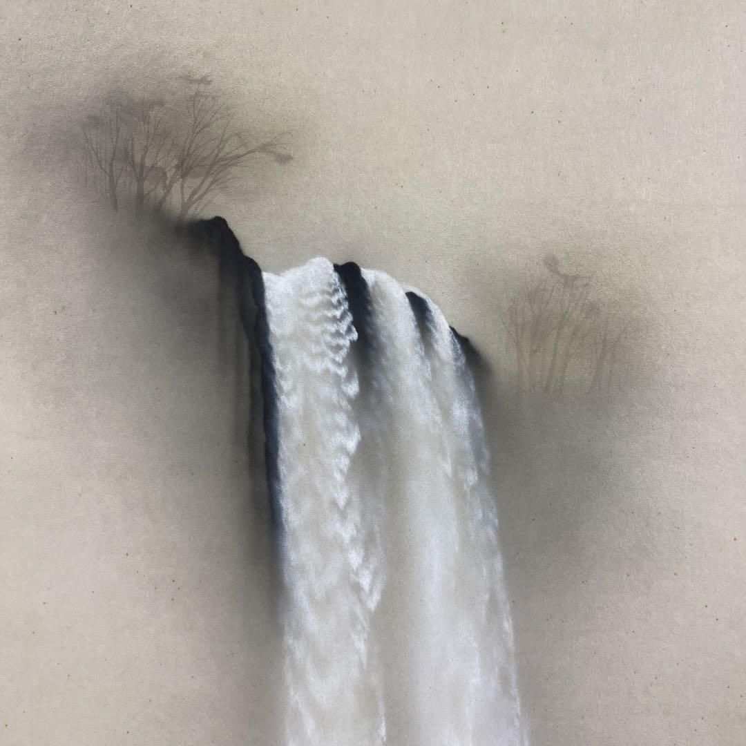 美品 掛け軸 中川幸彦作「瀑声」共箱 太巻き付 夏掛け