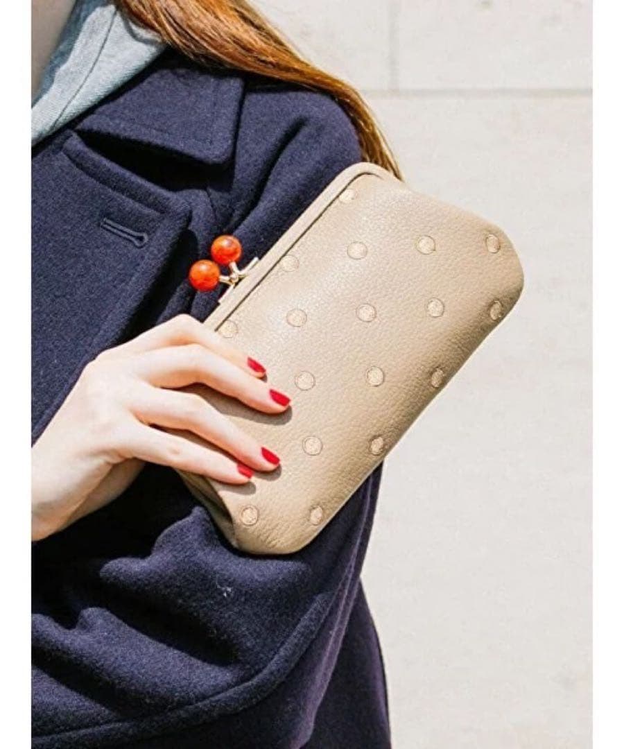 新品未使用 ペルケ perche アクリル玉 がま口 長財布 OKDOT