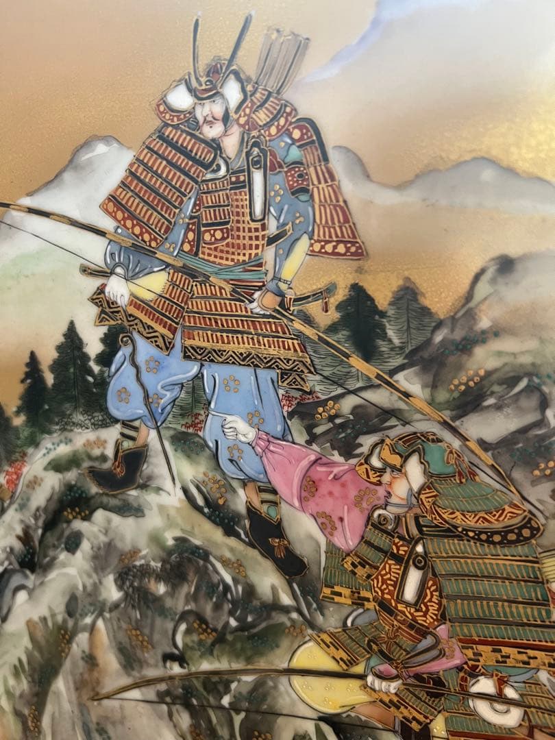 九谷秀山　大皿　木の台座セット　送料込み