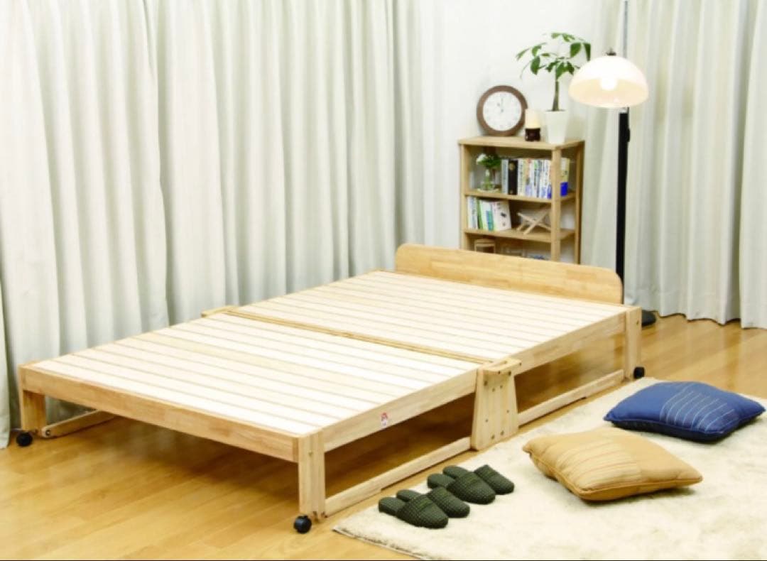 中居木工 折りたたみひのきスノコベッド ダブルベッド ミドルタイプ 日本製 国産