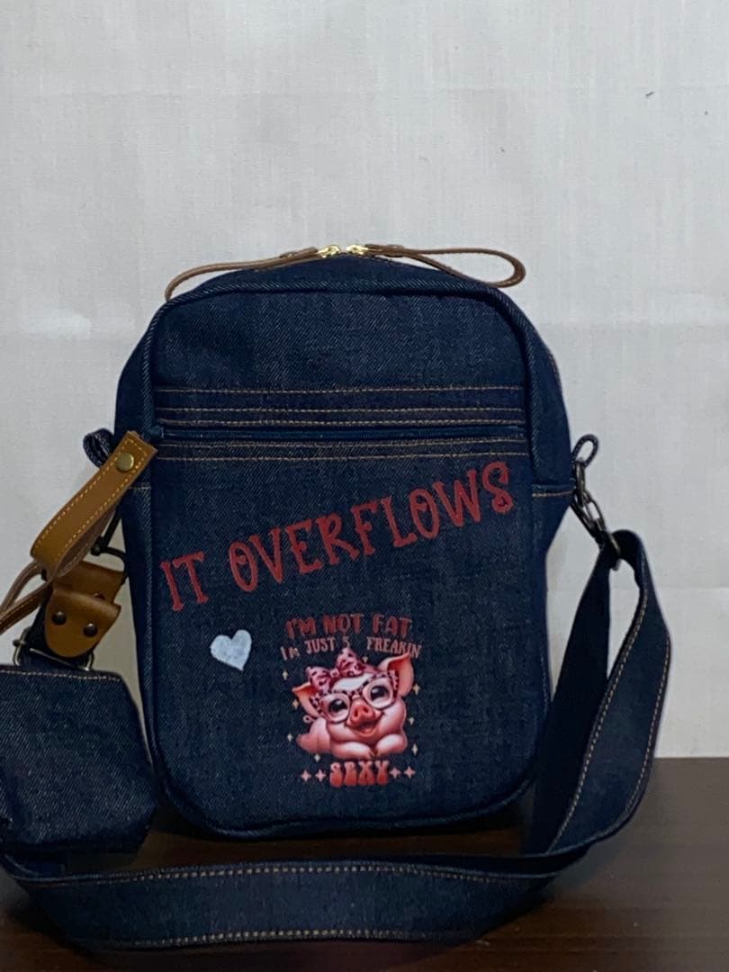 ハンドメイド☆岡山デニム♪☆ブタさん♪ブタ☆ショルダーバッグ