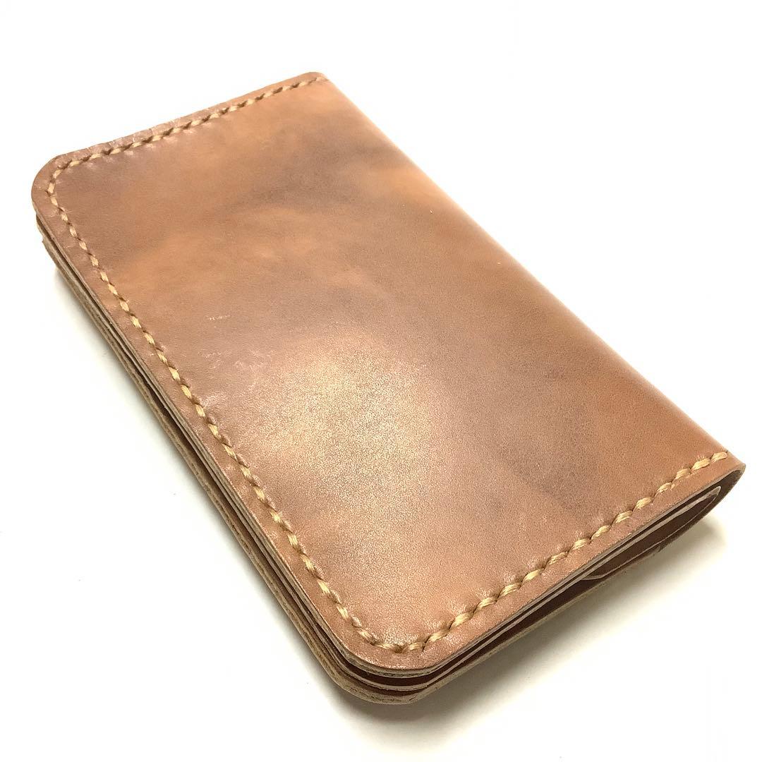 ハンドメイド 国産牛革 姫路レザー スムースレザー ミドルトラッカーウォレット