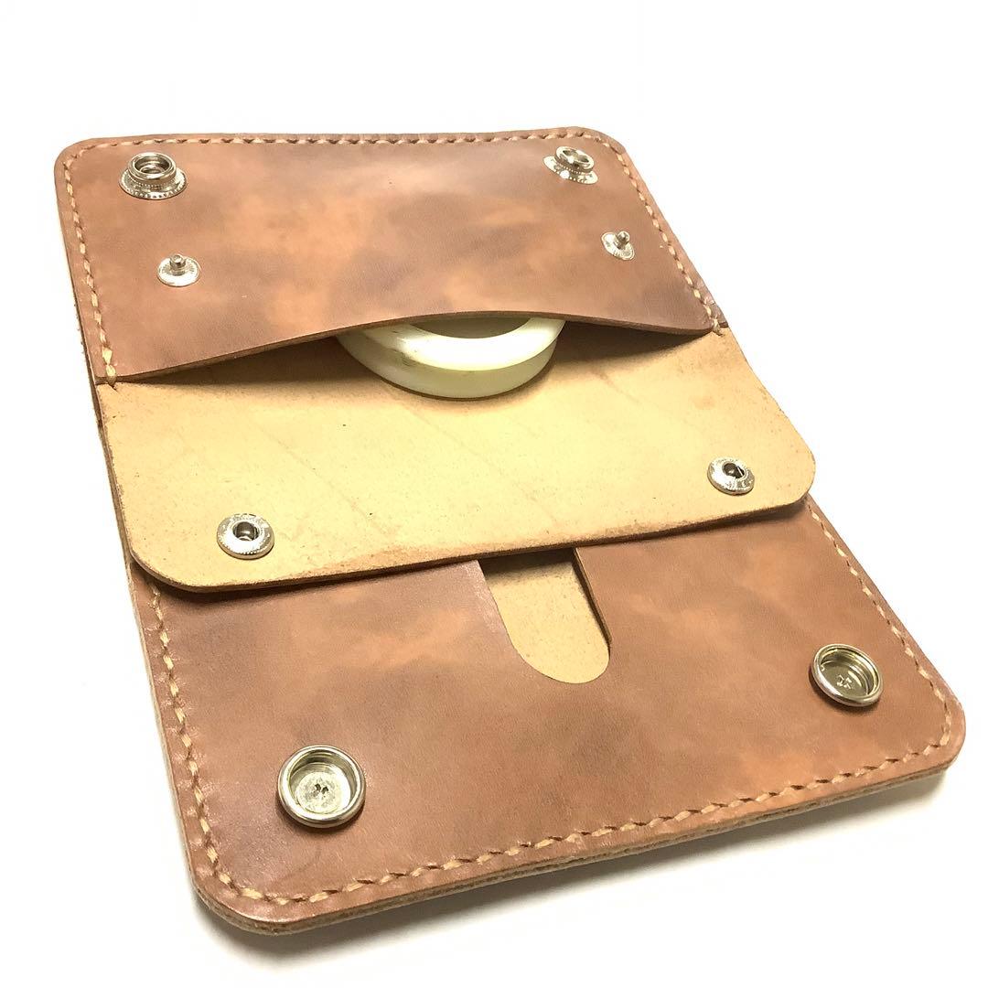 ハンドメイド 国産牛革 姫路レザー スムースレザー ミドルトラッカーウォレット