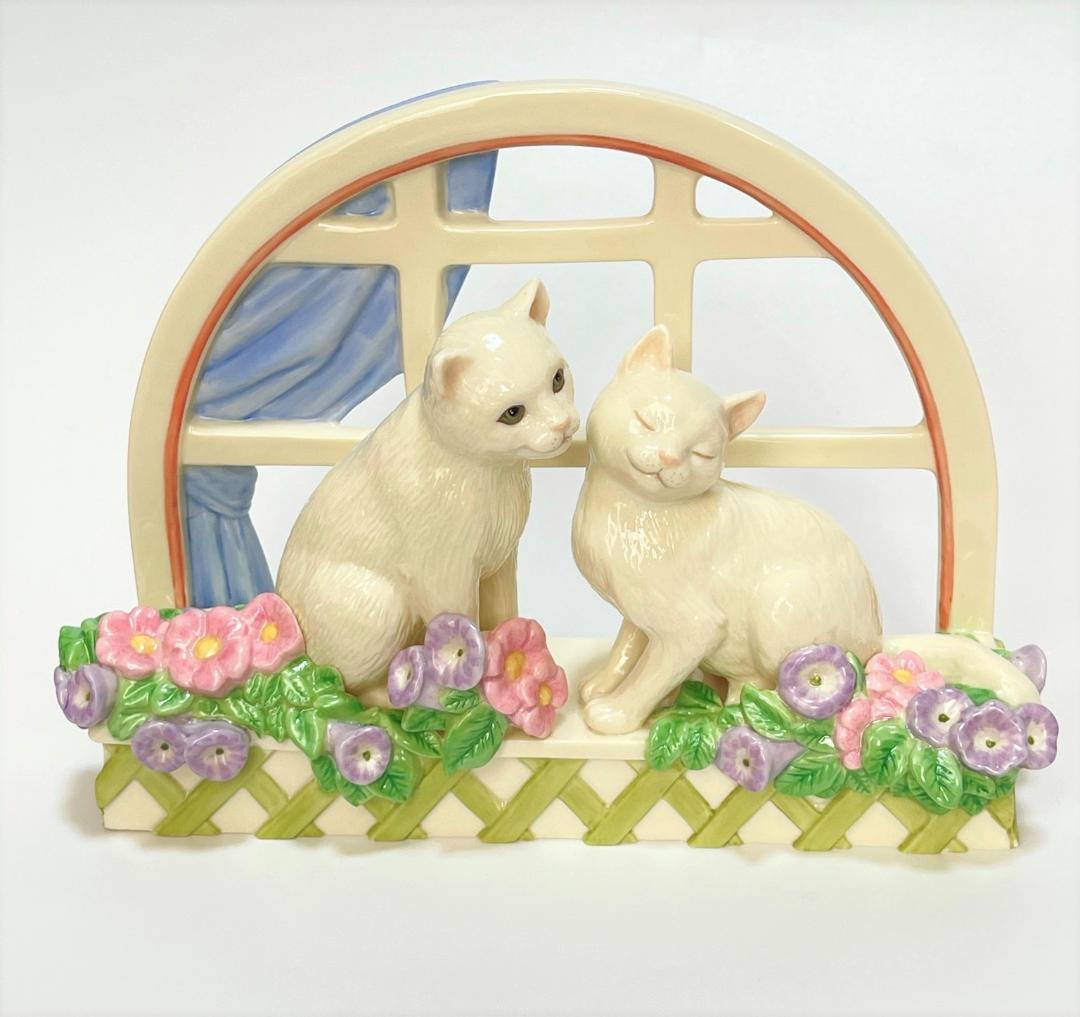 大きなサイズ レノックス 猫 フィギュリン love in bloom