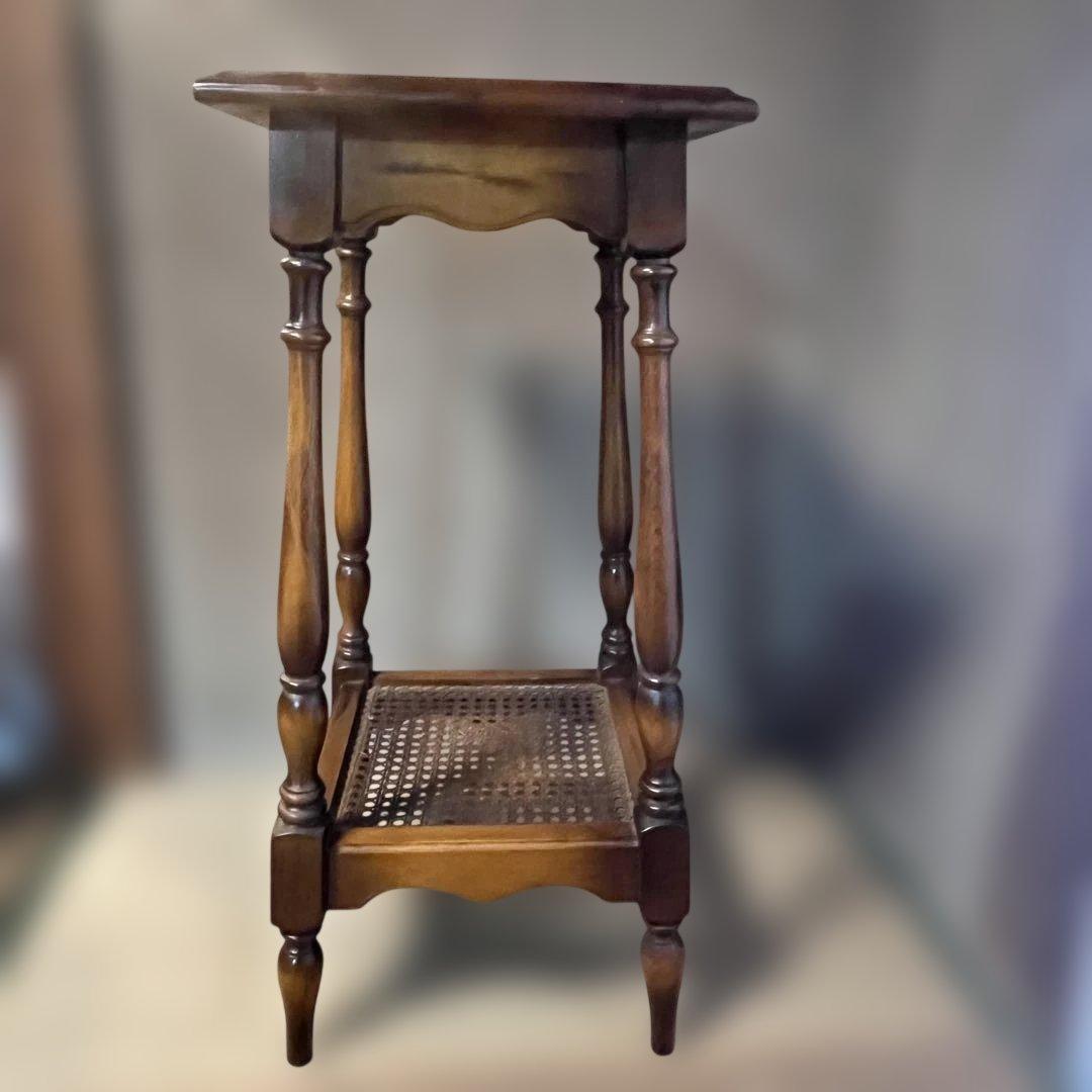 カリモク ナイトテーブル ラタン 花台 サイドテーブル 電話台