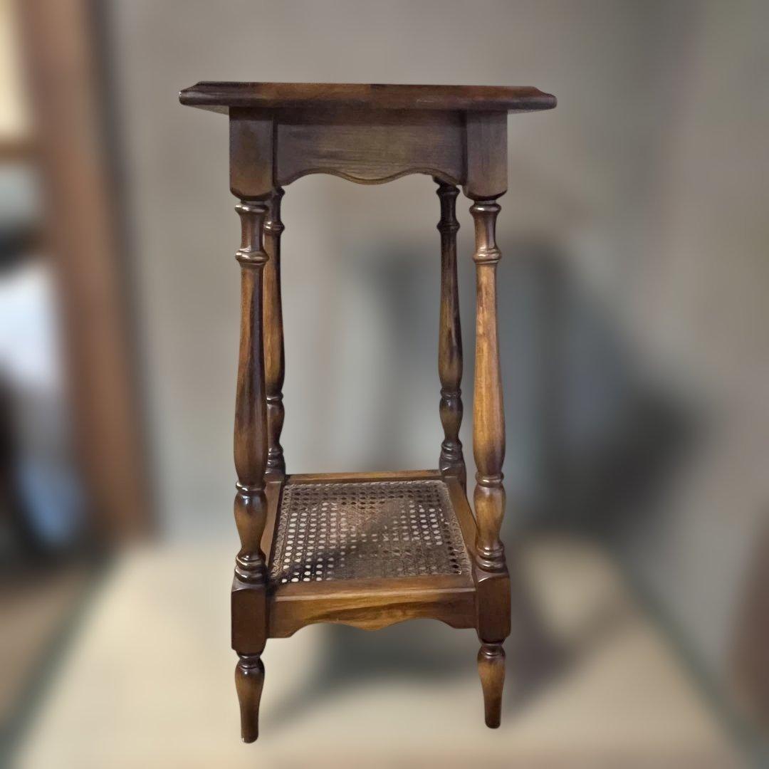 カリモク ナイトテーブル ラタン 花台 サイドテーブル 電話台