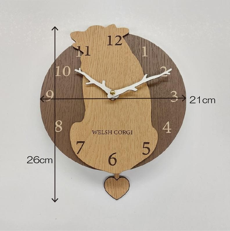 【期間限定値下げ】名入れ　しっぽ 振り子・はみ出し掛時計 コーギー