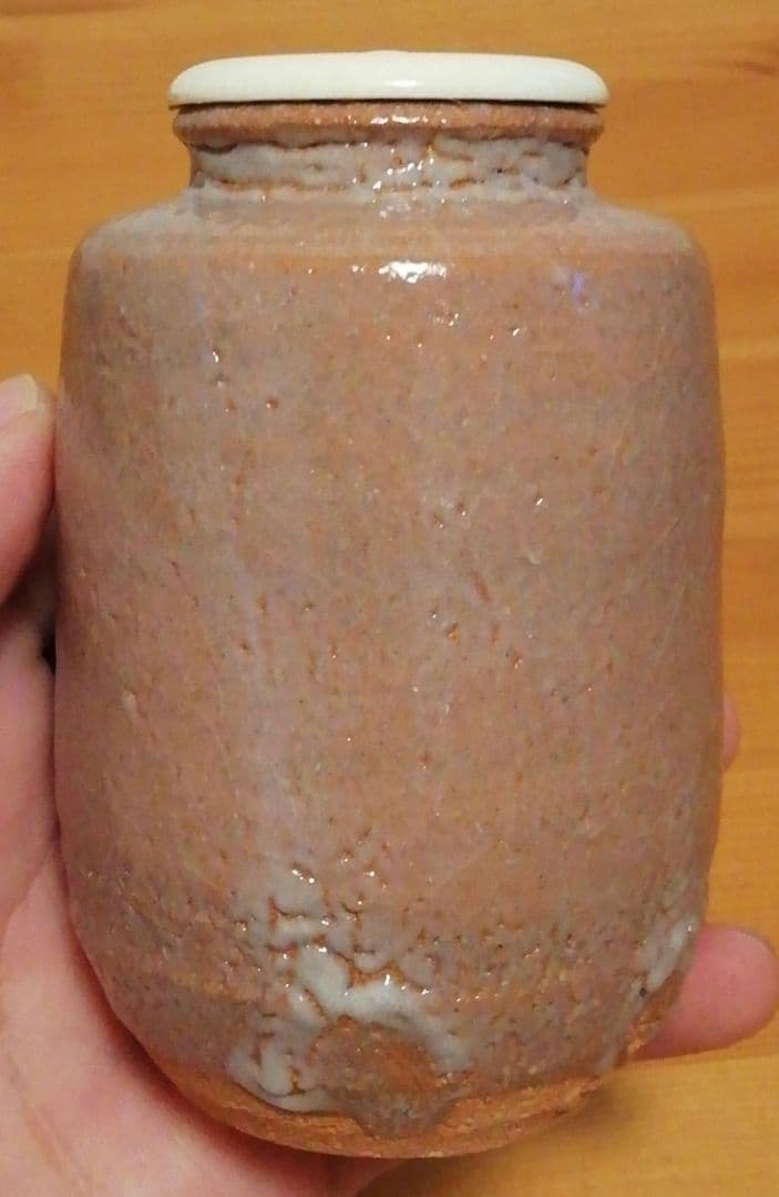 鶴田純久作　唐津焼　絵唐津　茶入　共箱　仕服付　茶道具