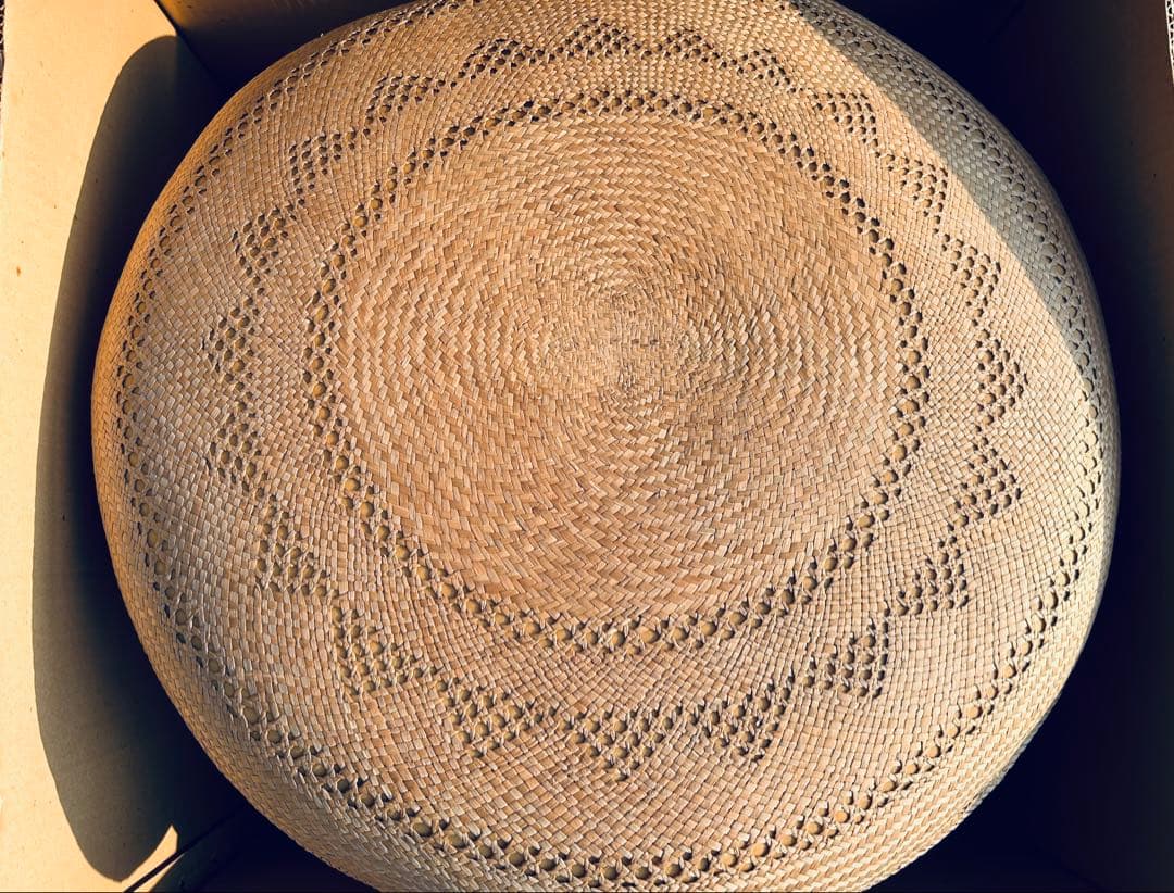 昭和レトロ 本パナマ 円形 座布団 5枚組み 56cm 未使用品 台湾製