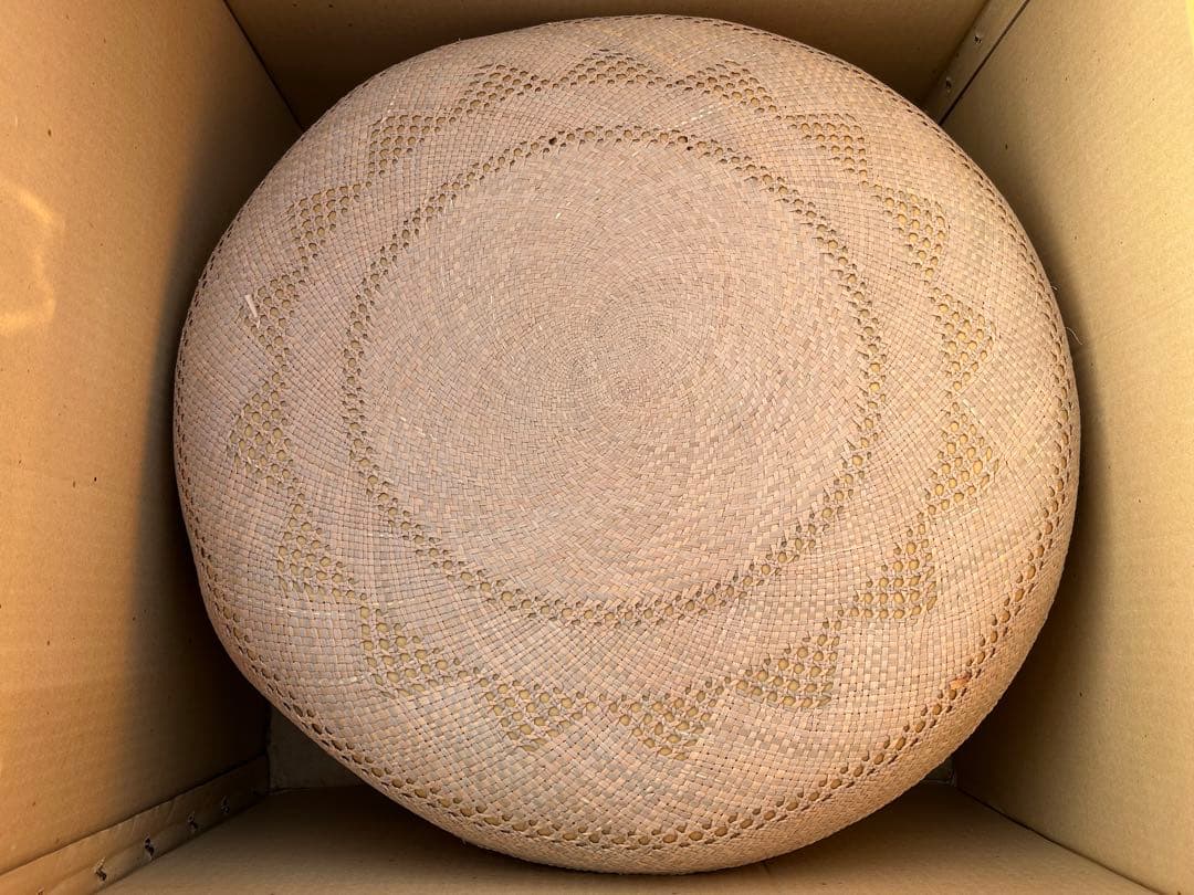 昭和レトロ 本パナマ 円形 座布団 5枚組み 56cm 未使用品 台湾製