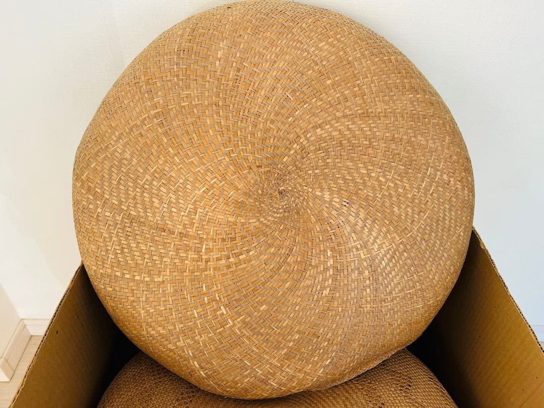 昭和レトロ 本パナマ 円形 座布団 5枚組み 56cm 未使用品 台湾製