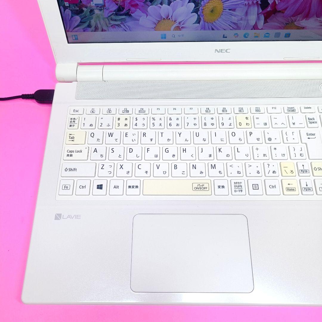 超大容量1TB‼️第7世代✨オフィス✨薄型✨カメラ付き白ホワイトノートパソコン✨