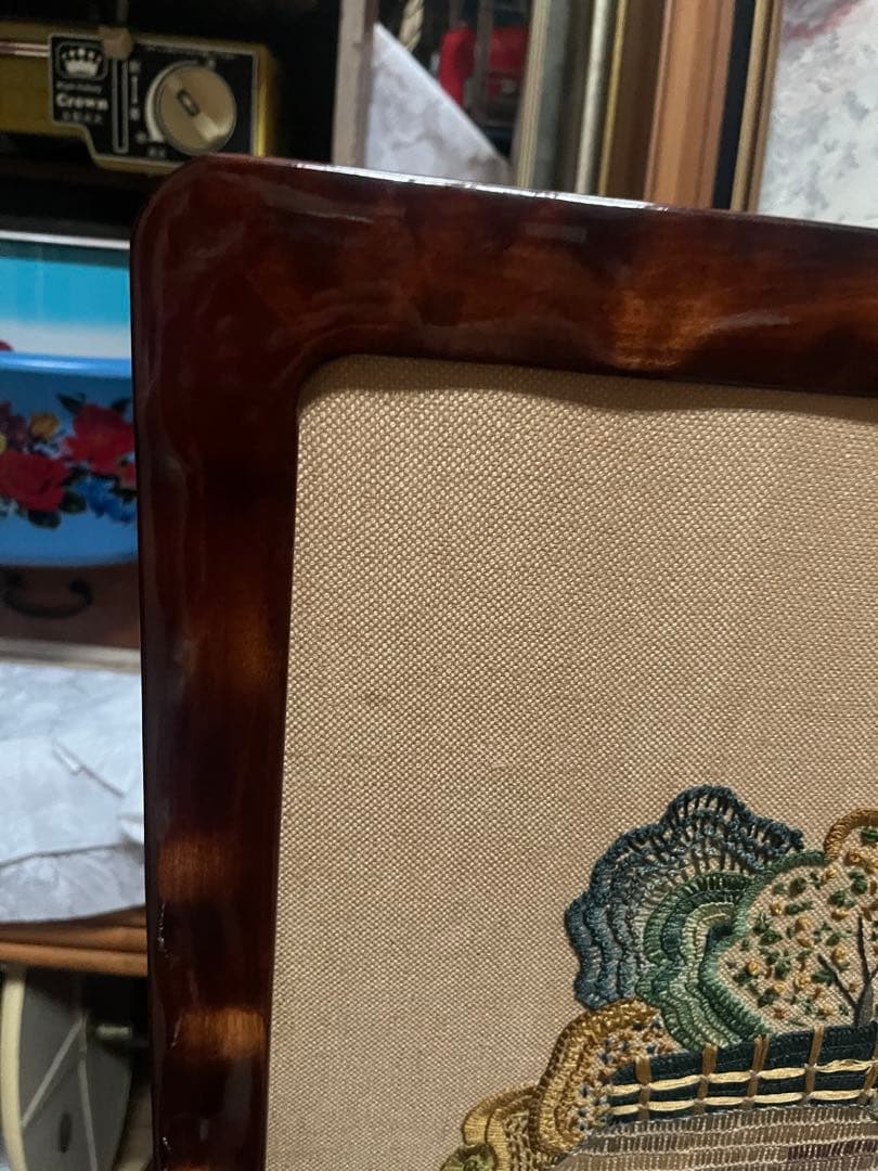 衝立 刺繍 裏側破れあり 昭和レトロ 当時物 インテリア 目隠し 和室