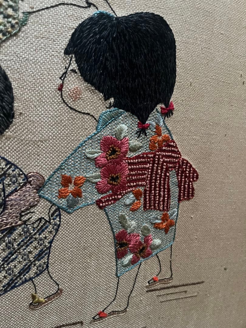 衝立 刺繍 裏側破れあり 昭和レトロ 当時物 インテリア 目隠し 和室