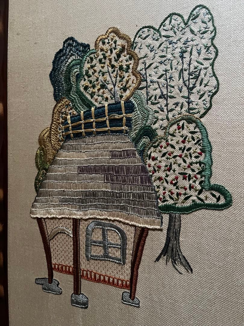 衝立 刺繍 裏側破れあり 昭和レトロ 当時物 インテリア 目隠し 和室