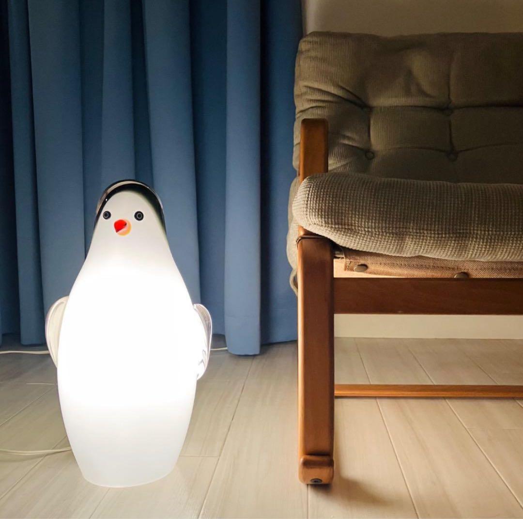 ヤマギワ 岩津ガラス ペンギン 大きなガラスのフロアスタンド　硝子細工