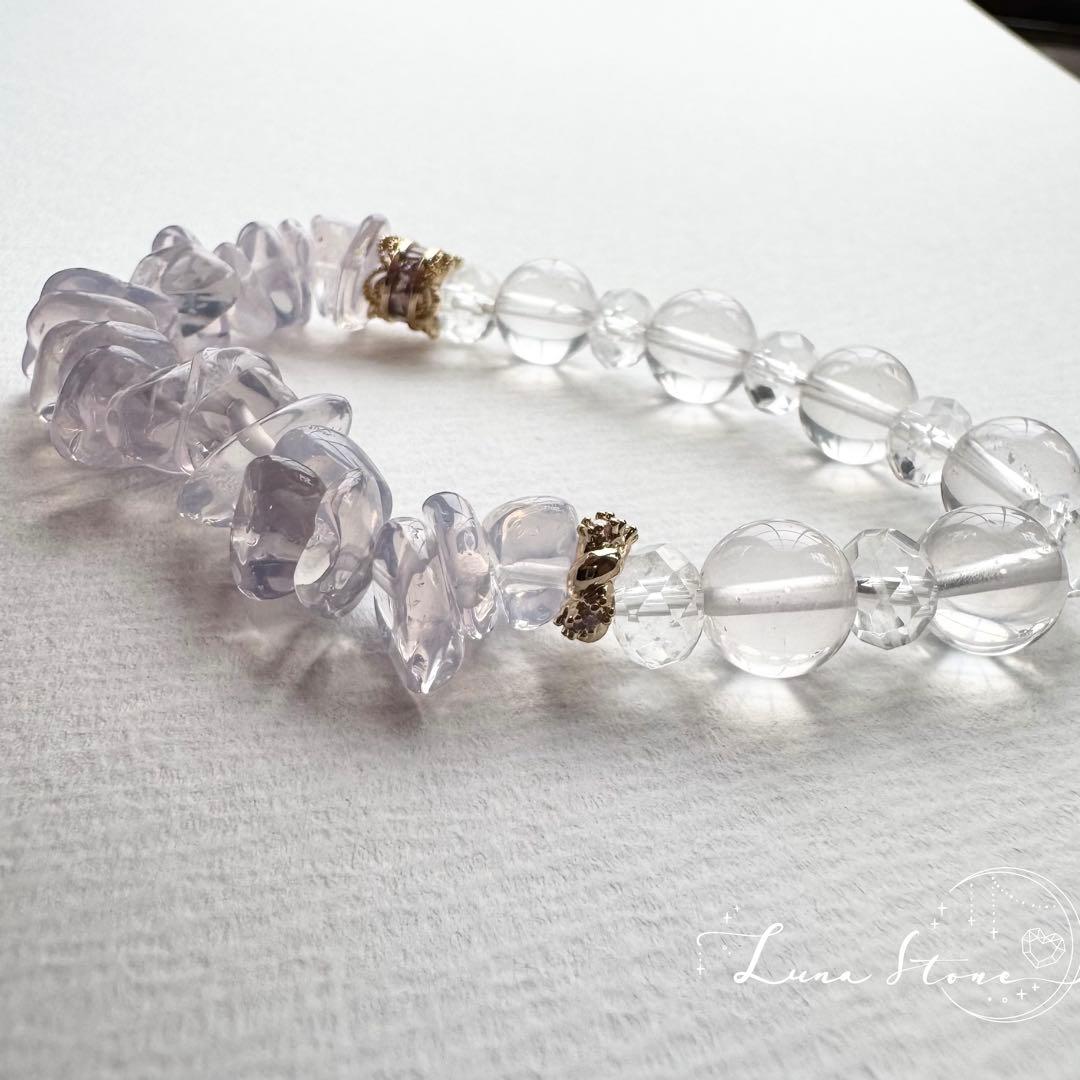 【スコロライト×スターローズクォーツ】透明感の中に灯る癒しの光 天然石 ブレス
