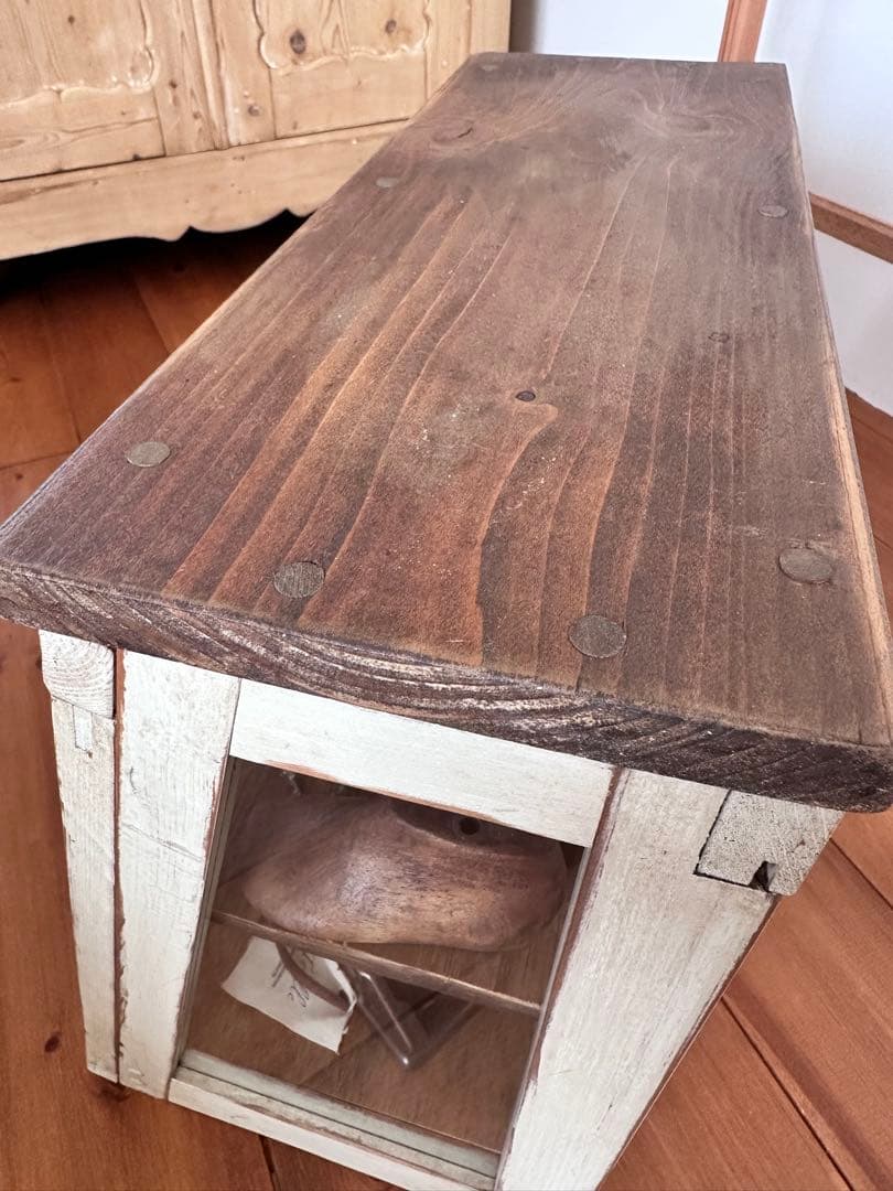 イギリスアンティーク　ガラスのショーケース　シャビーシック家具　カントリー家具