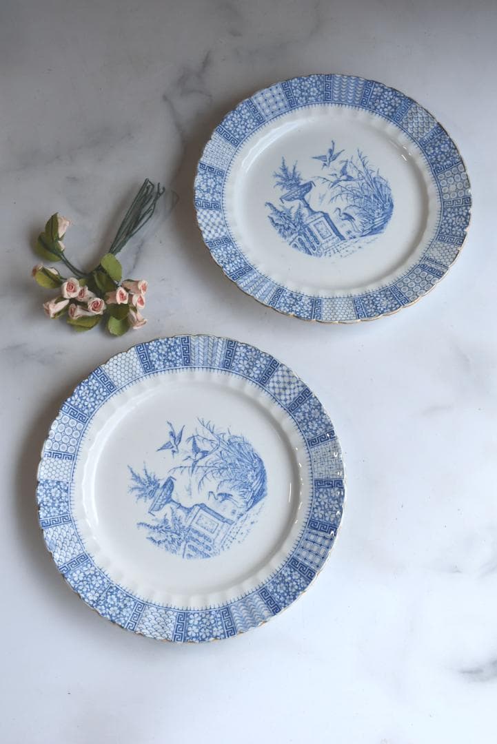 2枚組　美品　リュネビル　DENTELLE（レース）皿　フランスアンティーク