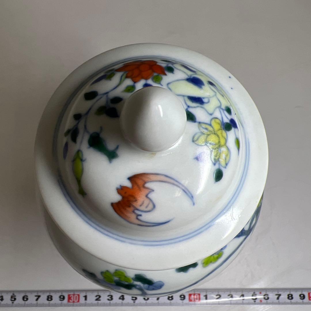 中国美術　大明成化年製　粉彩蓋付花瓶　木箱付　高さ約23㎝　東Y8-0303①