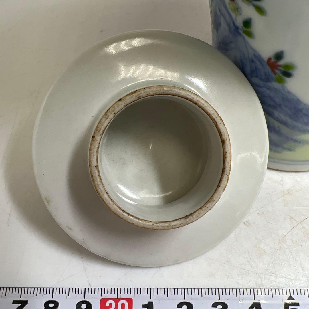 中国美術　大明成化年製　粉彩蓋付花瓶　木箱付　高さ約23㎝　東Y8-0303①