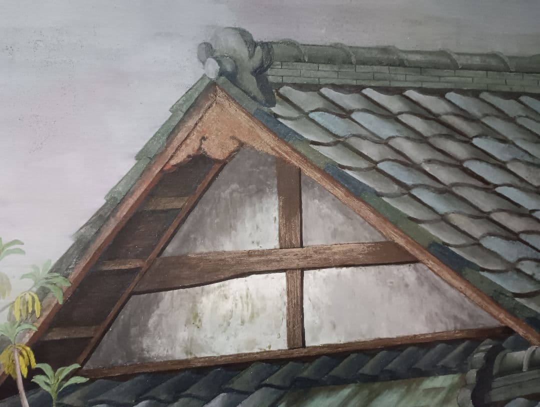 日本画 「賀茂の社家」100号　美術学生卒業制作　学校賞受賞作品