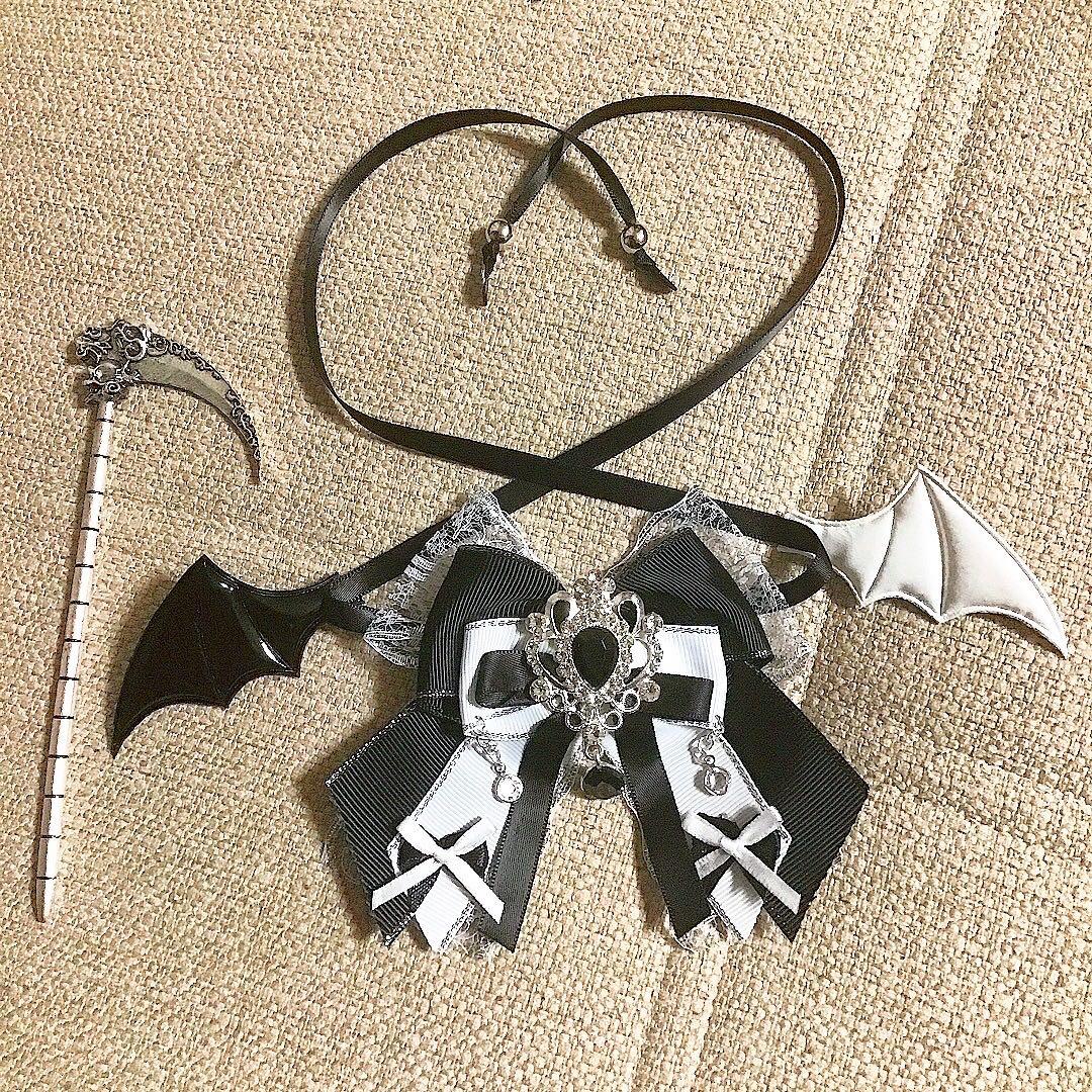 【117】ねこ デビル 黒＆白 おすわり　ぬい服　16cm 着ぐるみ