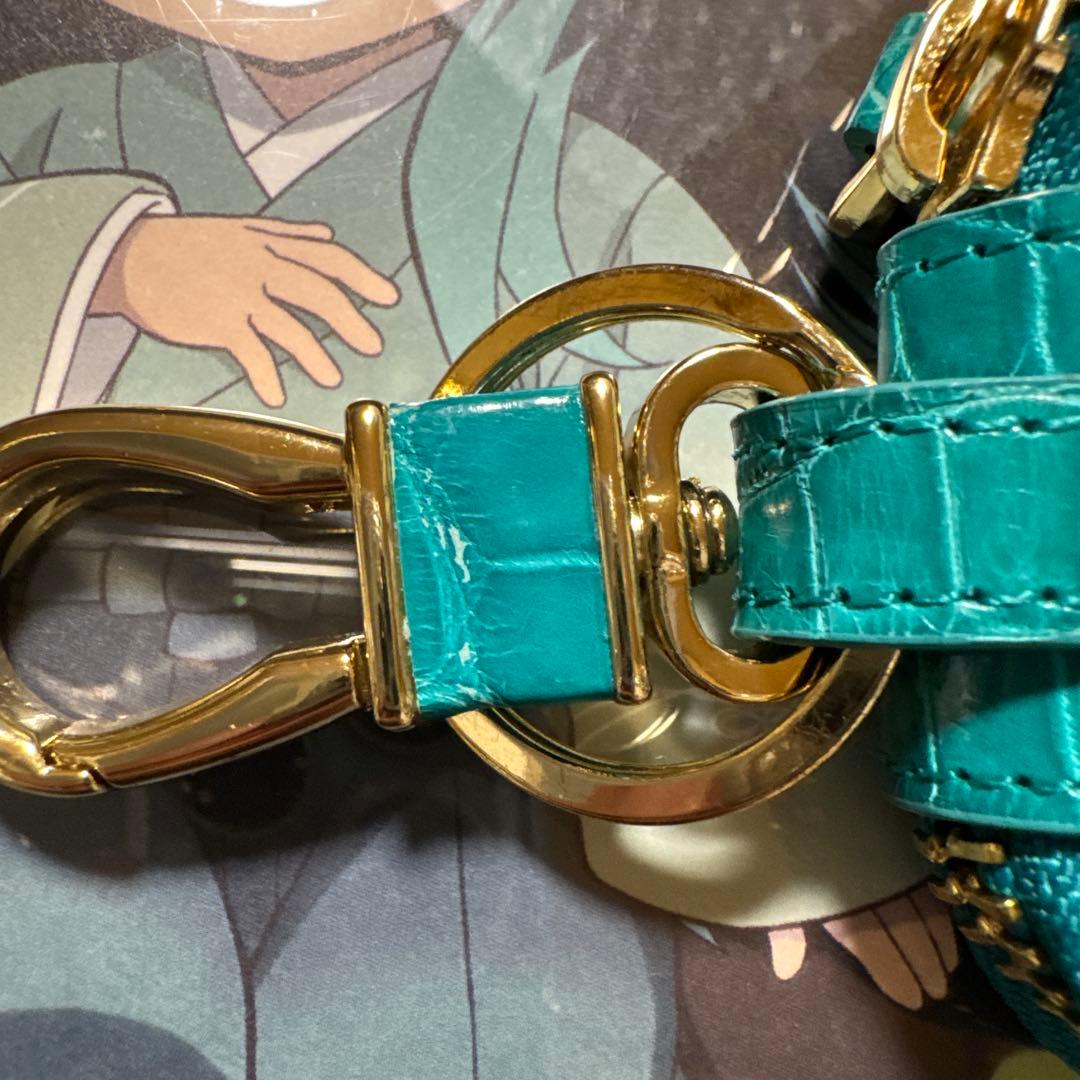 三京商会 クロコダイル スマートキーケース シャイニング 加工 ターコイズブルー