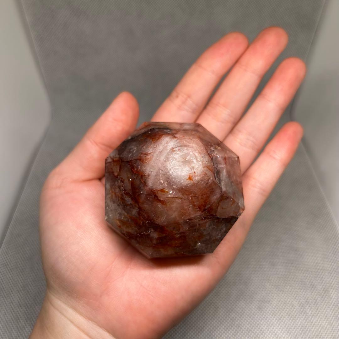 ダイアモンド型　ファイヤークォーツ　虹あり　225g