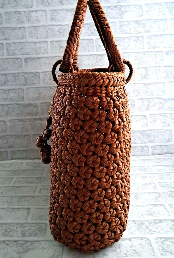 サブレ山葡萄風 クラフトバンド花結び クラフトかごバック