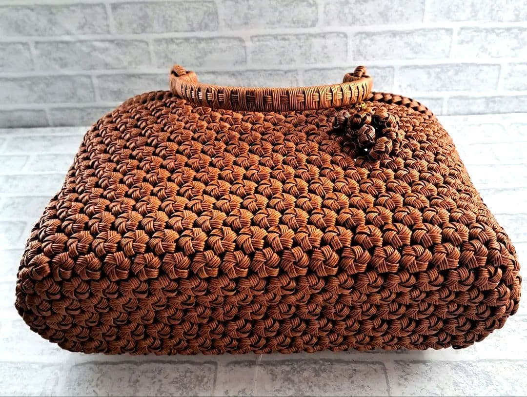 サブレ山葡萄風 クラフトバンド花結び クラフトかごバック