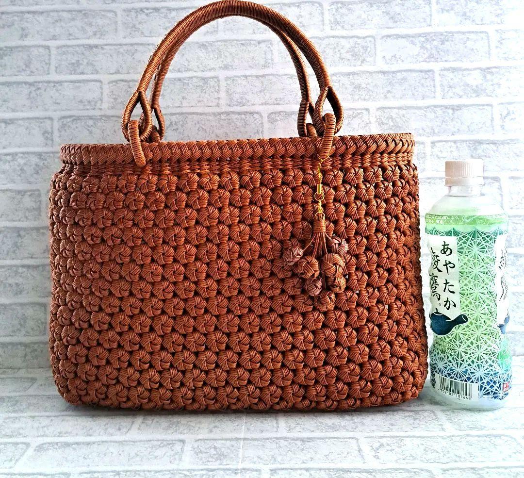 サブレ山葡萄風 クラフトバンド花結び クラフトかごバック