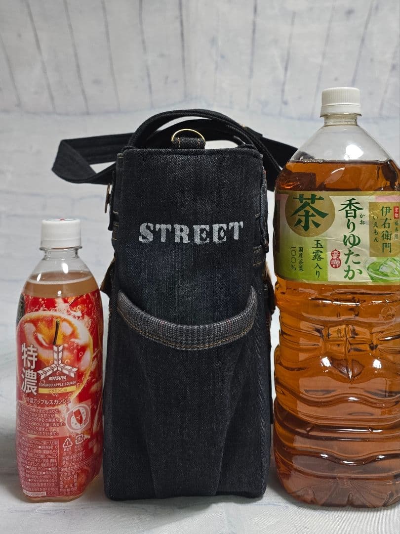 デニムリメイク バッグ 大きめ 上部ファスナー