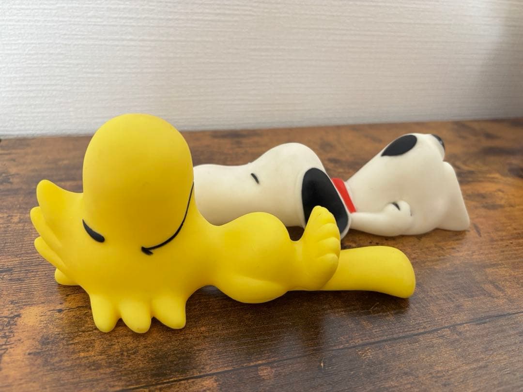 【超希少・当時物】スヌーピー＆ウッドストック 寝そべりソフビ ウインク製 レア