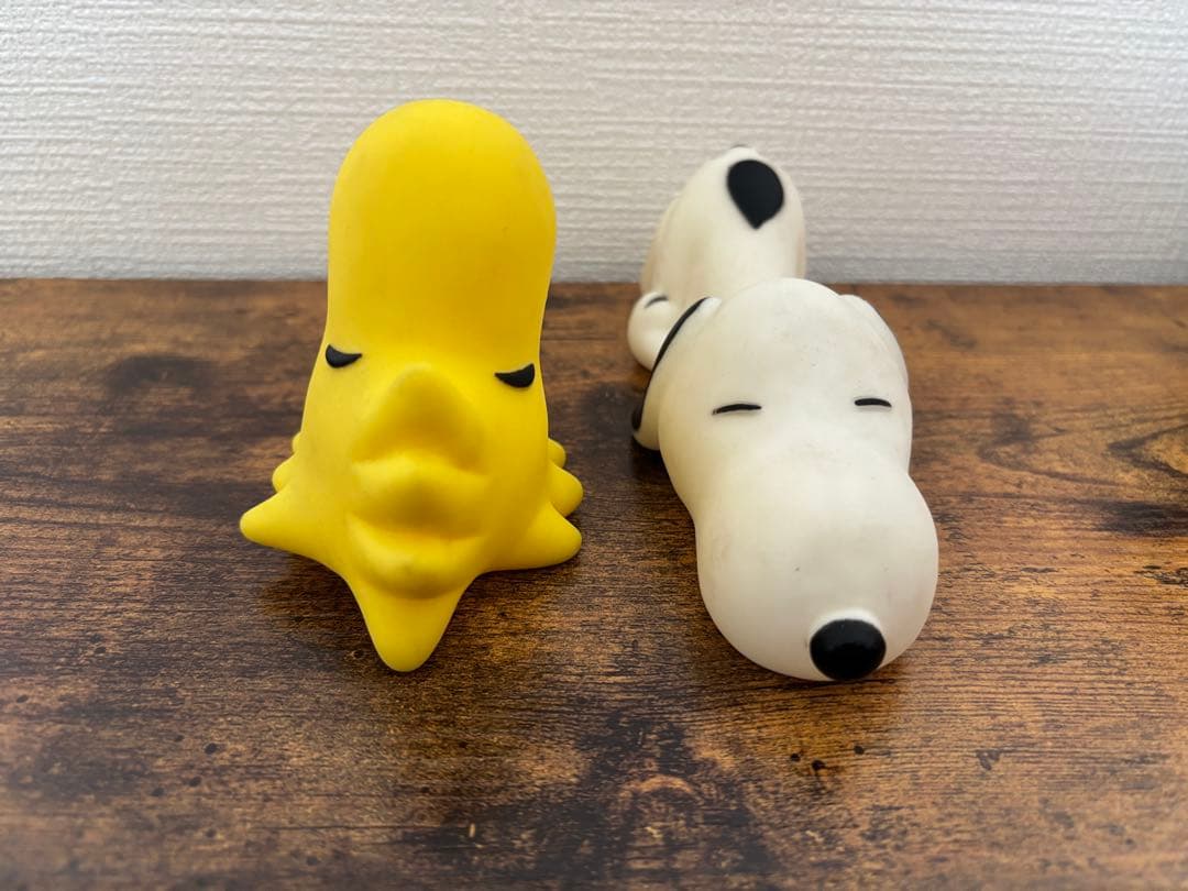 【超希少・当時物】スヌーピー＆ウッドストック 寝そべりソフビ ウインク製 レア
