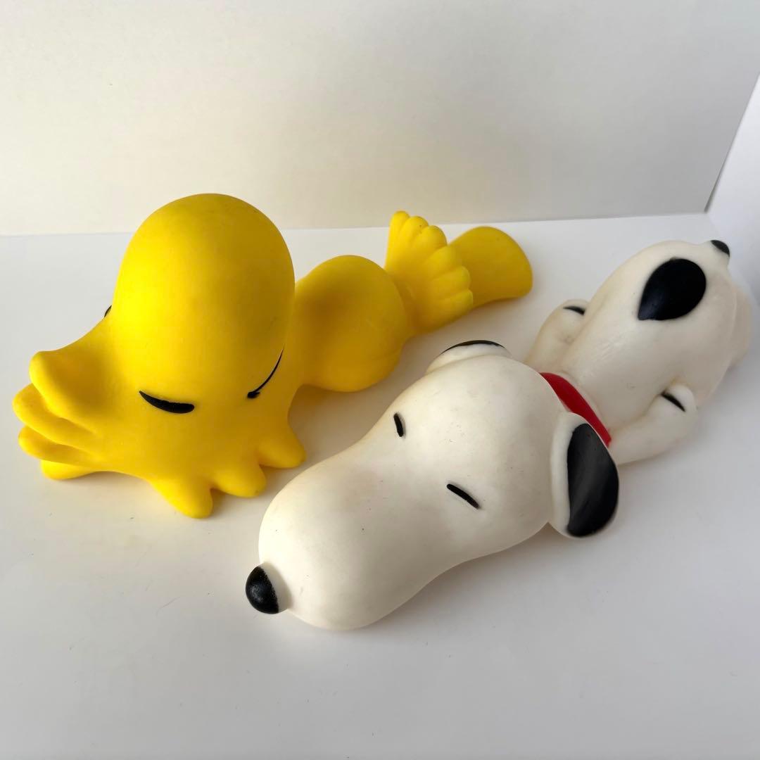 【超希少・当時物】スヌーピー＆ウッドストック 寝そべりソフビ ウインク製 レア