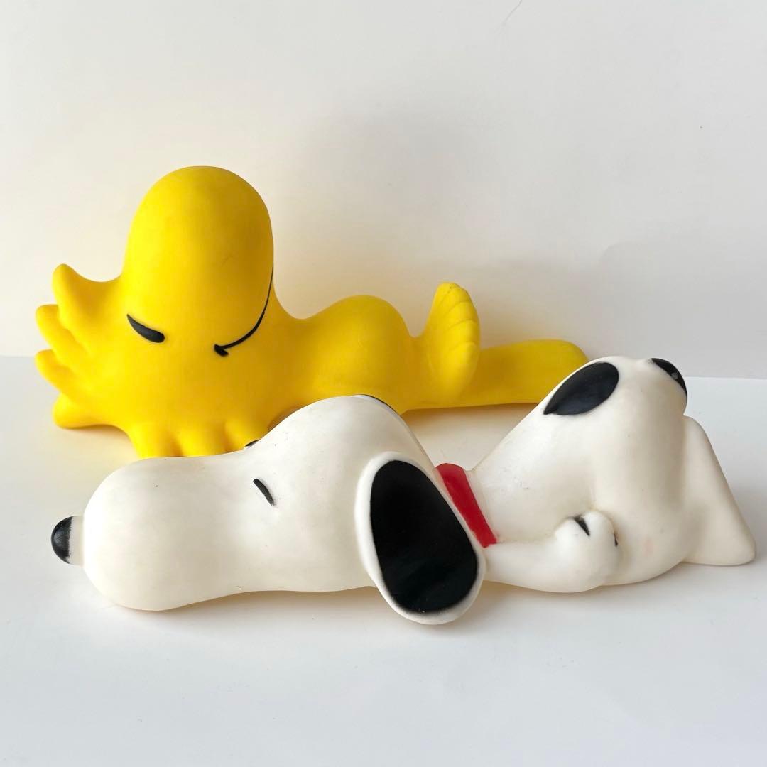【超希少・当時物】スヌーピー＆ウッドストック 寝そべりソフビ ウインク製 レア