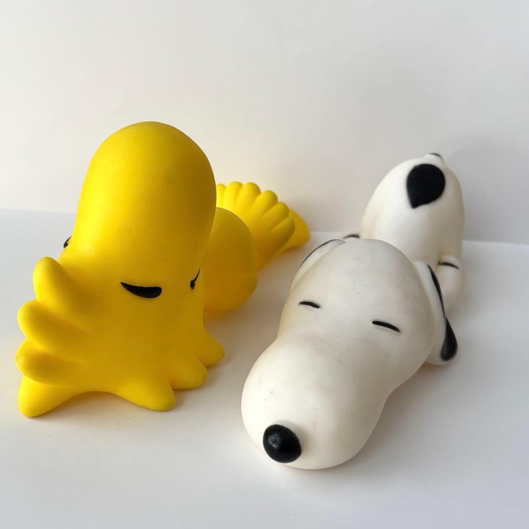 【超希少・当時物】スヌーピー＆ウッドストック 寝そべりソフビ ウインク製 レア