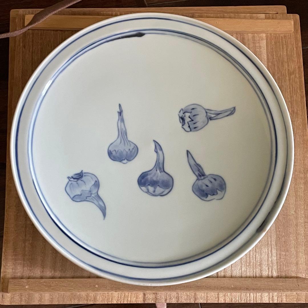 竹中浩　染付 慈姑文 皿 径24cm 作家　伊万里　有田