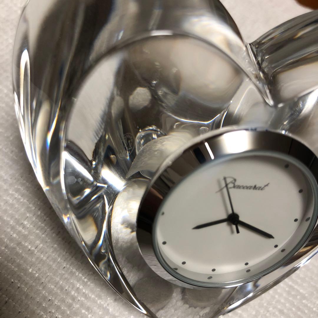 美品　Baccarat ハート型置時計　稼動品