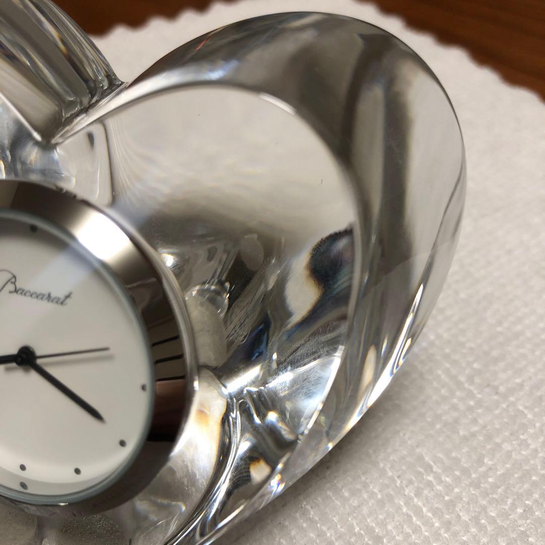美品　Baccarat ハート型置時計　稼動品
