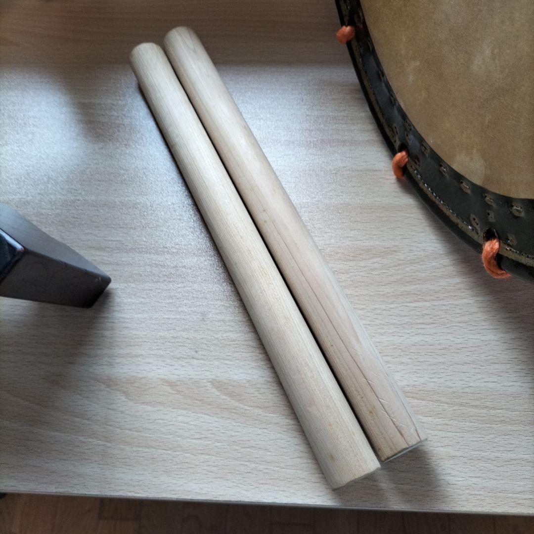 （ふわふわ様ご依頼商品です）良品　締太鼓　附締太鼓　和太鼓本体-バチ付き　中古品