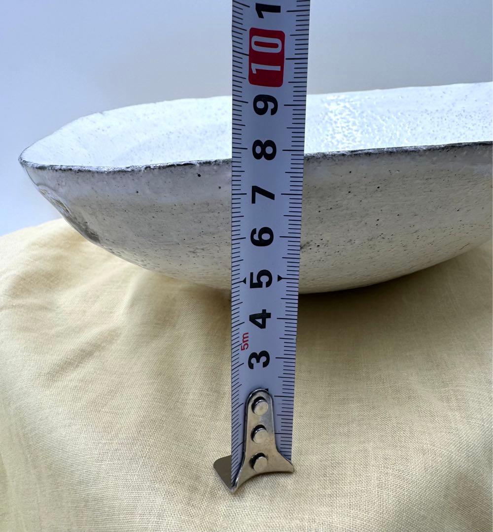 078冨本泰二　たまご型大鉢　貫入　未使用品　共箱　共布