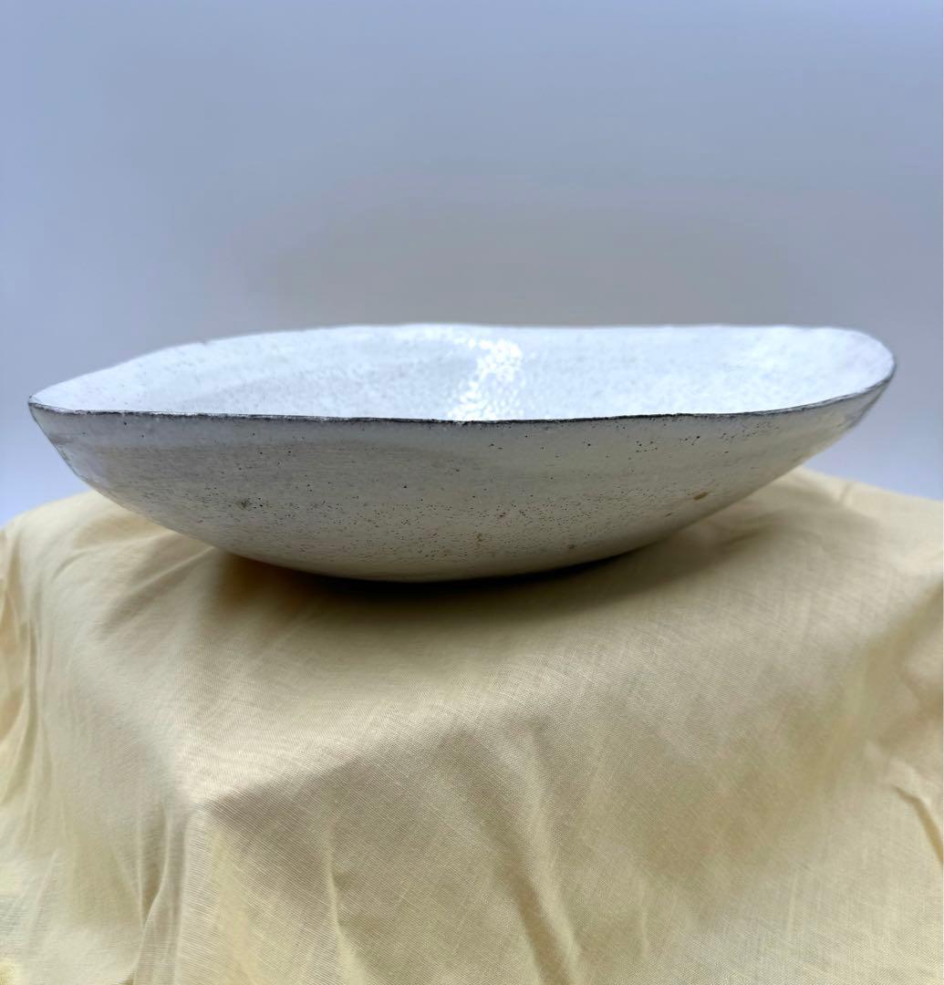 078冨本泰二　たまご型大鉢　貫入　未使用品　共箱　共布
