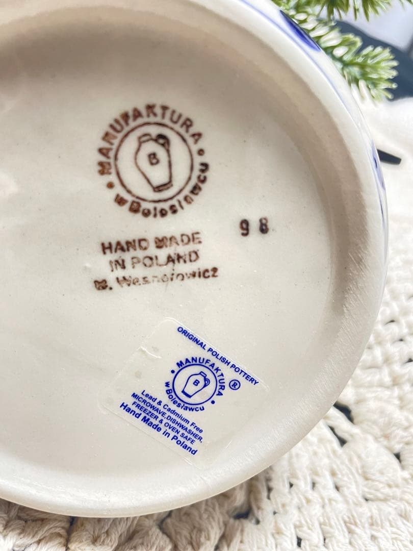 Polish pottery 水玉 スープカップ ポーリッシュ　マヌファクトゥラ