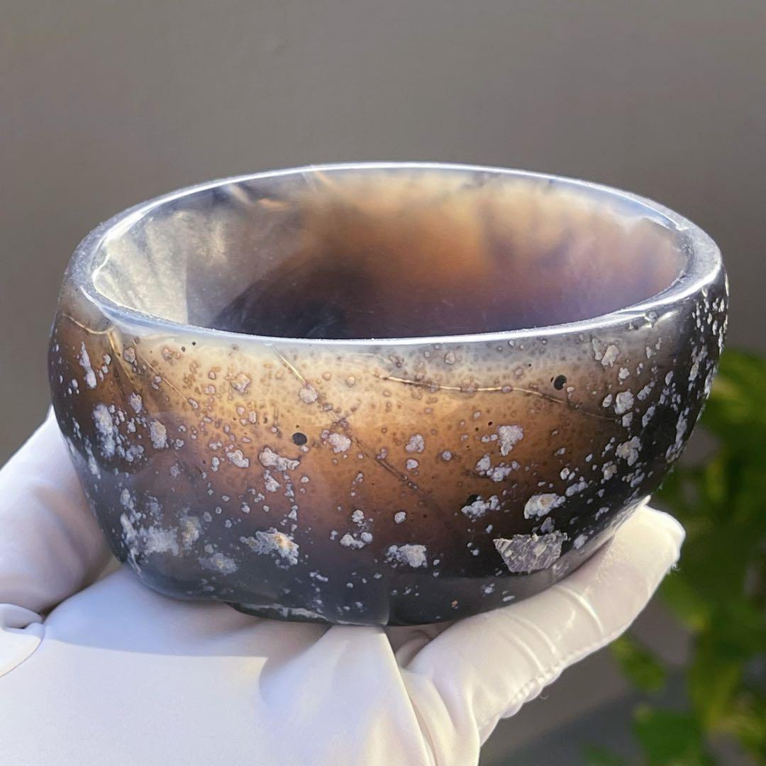 ★天然石★アゲート瑪瑙（メノウ ）ボウル♡コップ♡高透明度♡置物パワーストーン