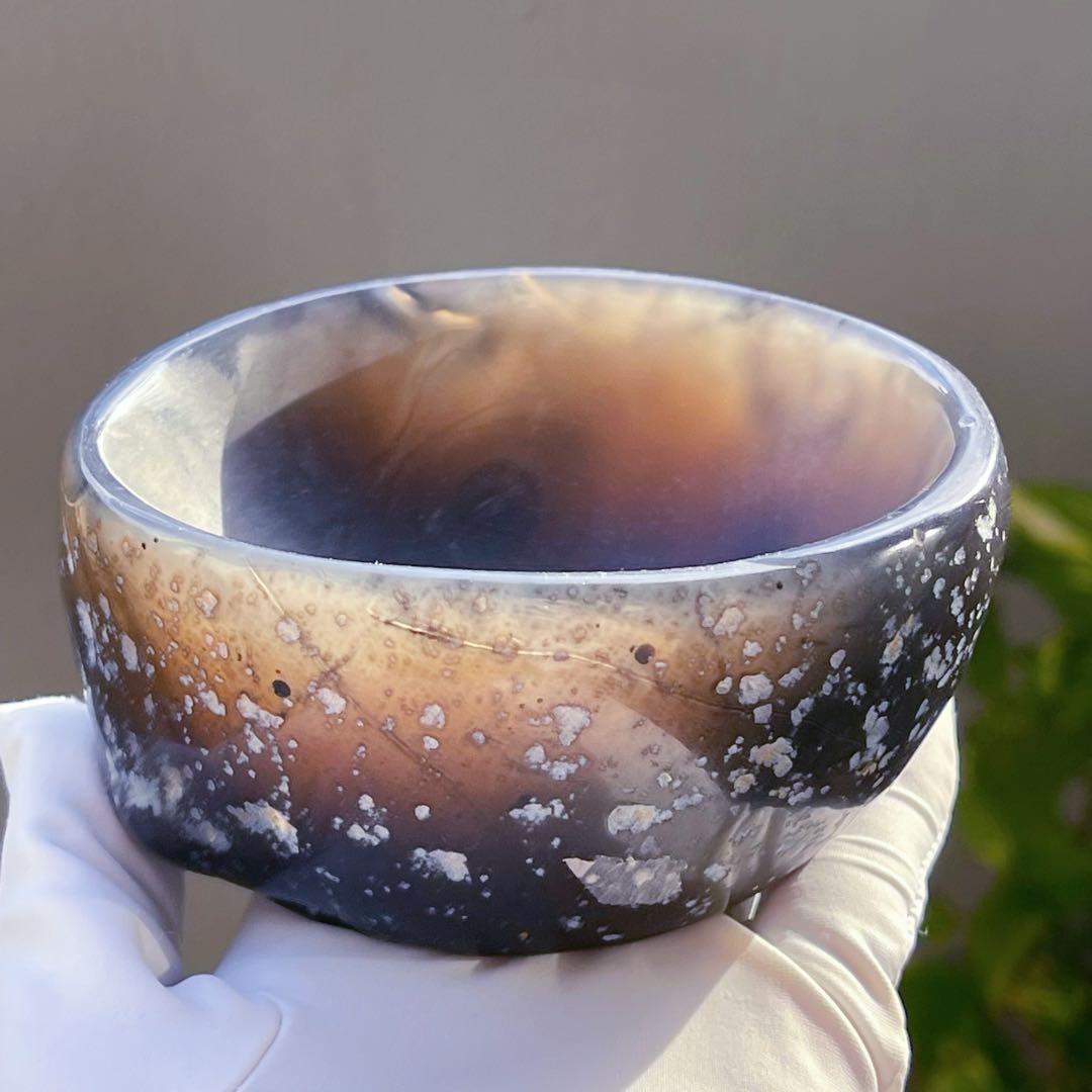 ★天然石★アゲート瑪瑙（メノウ ）ボウル♡コップ♡高透明度♡置物パワーストーン