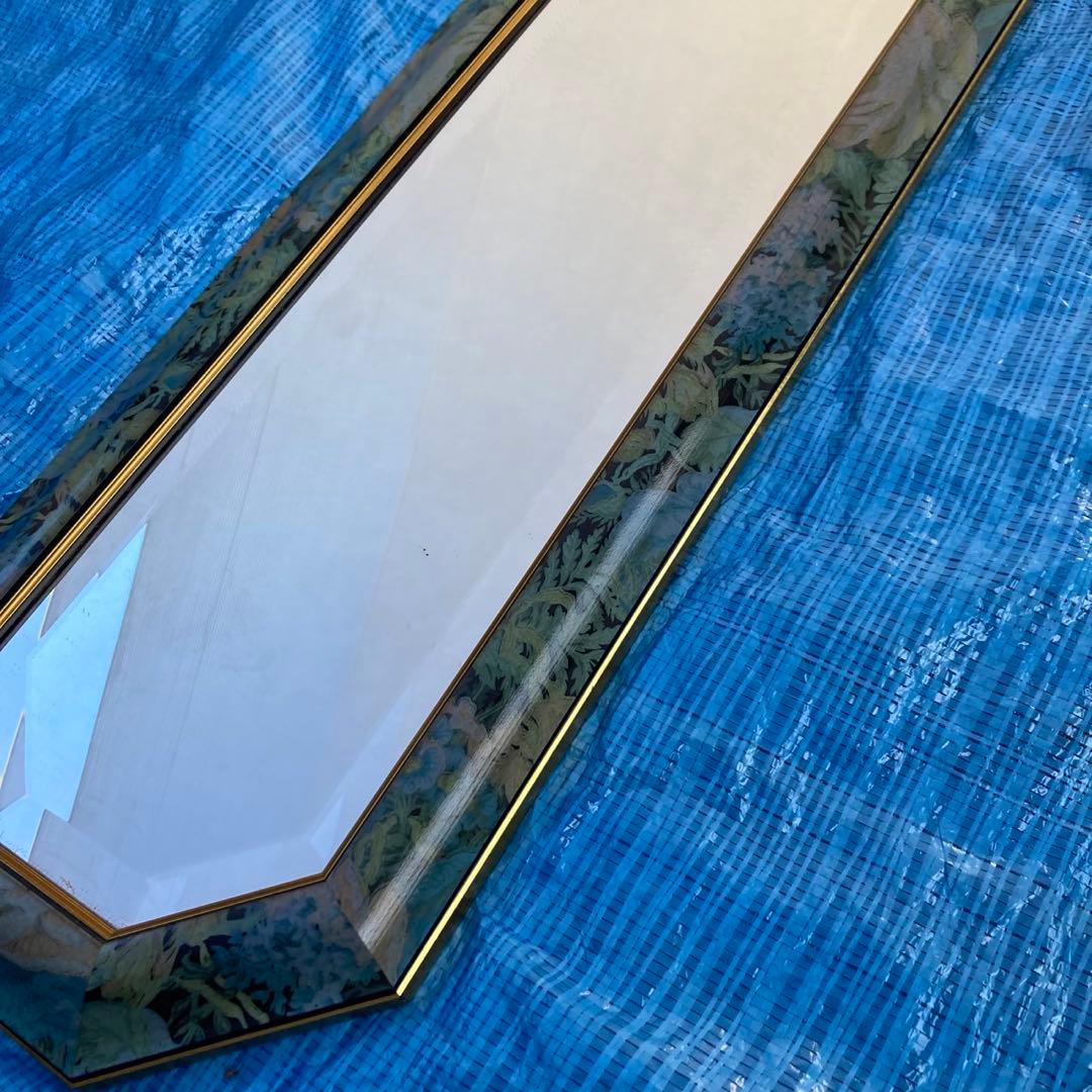 【美品】イタリア製 壁掛け鏡 姿見　八角形